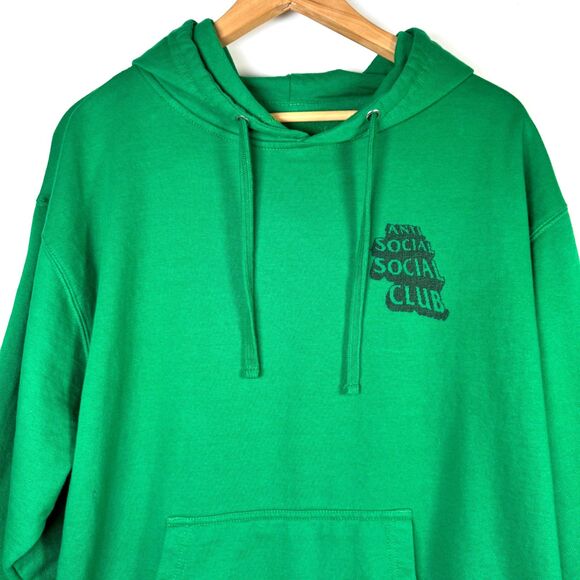 Anti Social Social Club Hoodie Men Large Green Pixel Logo Graphic Streetwear USA - Picture 3 of 13
